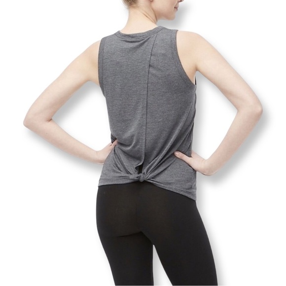 J. Crew Factory Grey Tie-Back Sleeveless Crew Neck Tee Tank - Size XXS - Picture 2 of 8